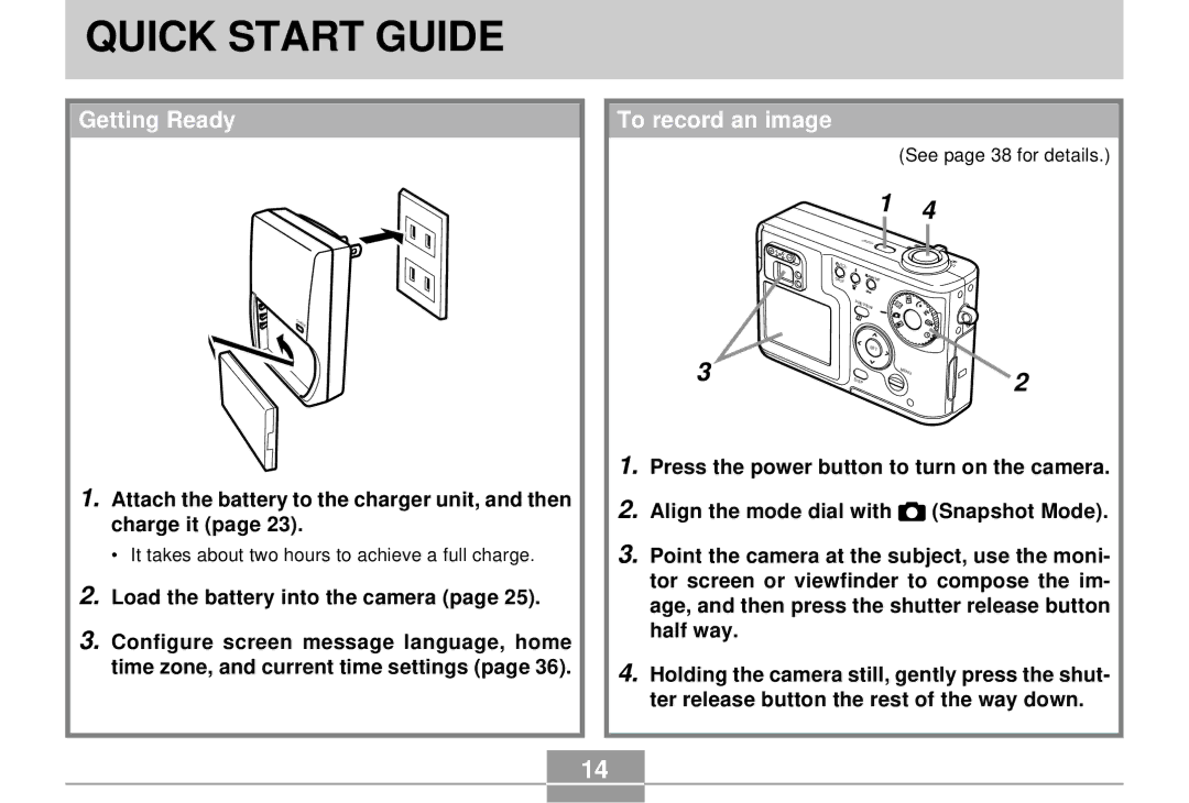 Casio QV-R4 manual Quick Start Guide, Getting Ready, To record an image 