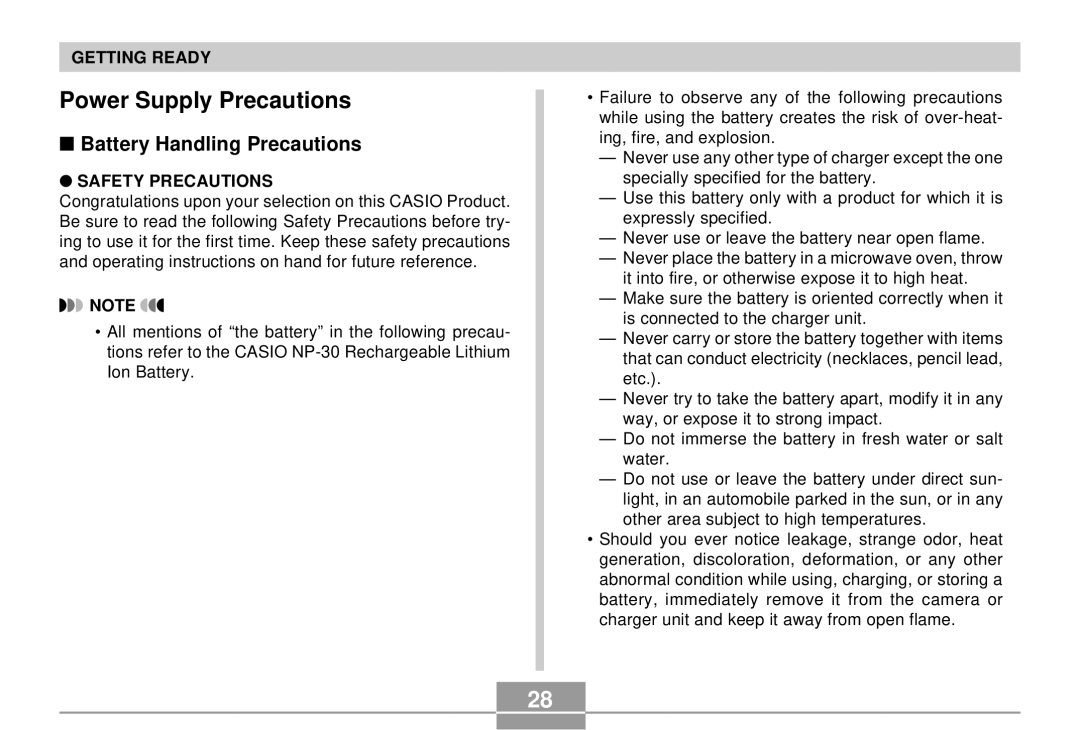 Casio QV-R4 manual Power Supply Precautions, Battery Handling Precautions 