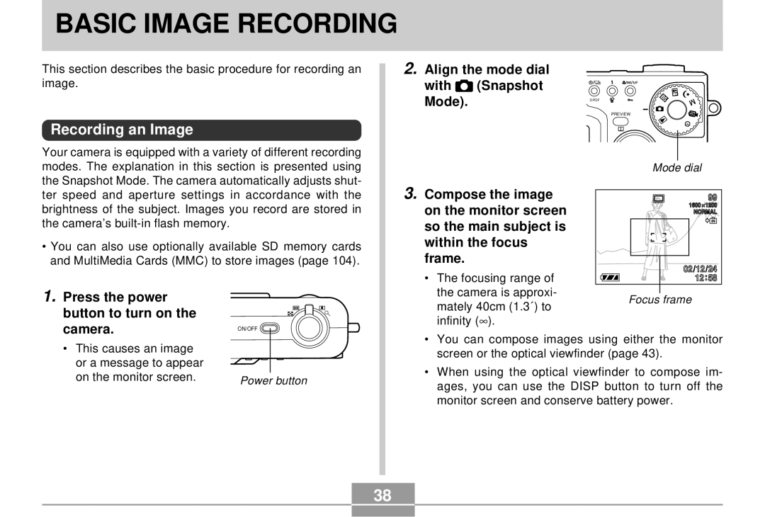 Casio QV-R4 manual Basic Image Recording, Recording an Image 