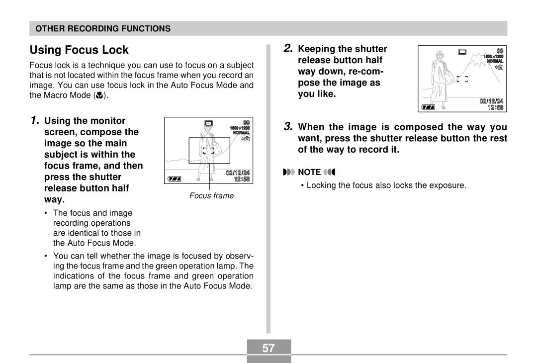 Casio QV-R4 manual Using Focus Lock 