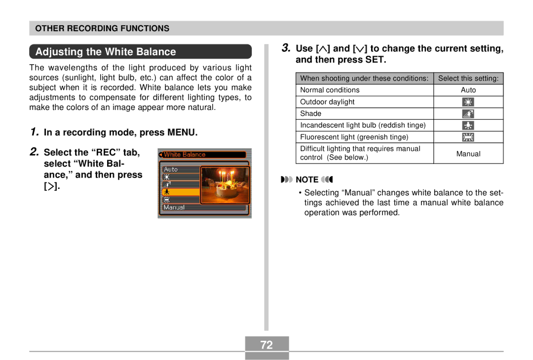 Casio QV-R4 manual Adjusting the White Balance 