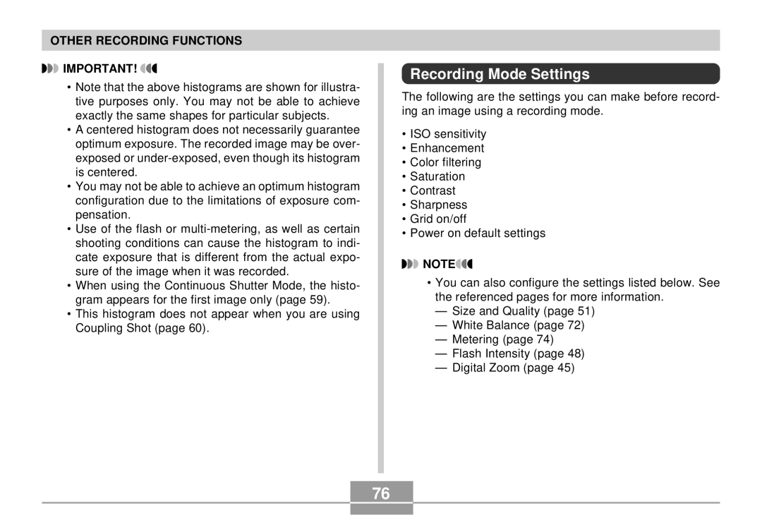 Casio QV-R4 manual Recording Mode Settings 