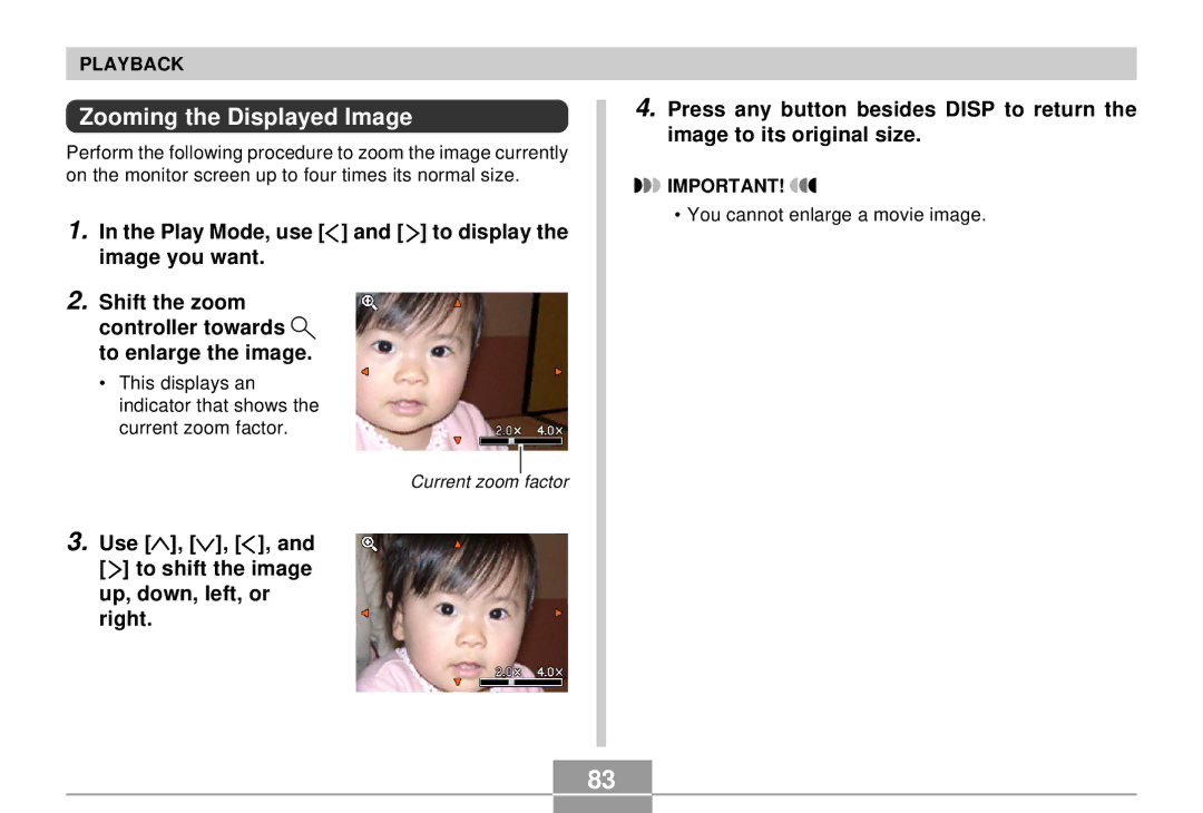 Casio QV-R4 manual Zooming the Displayed Image 