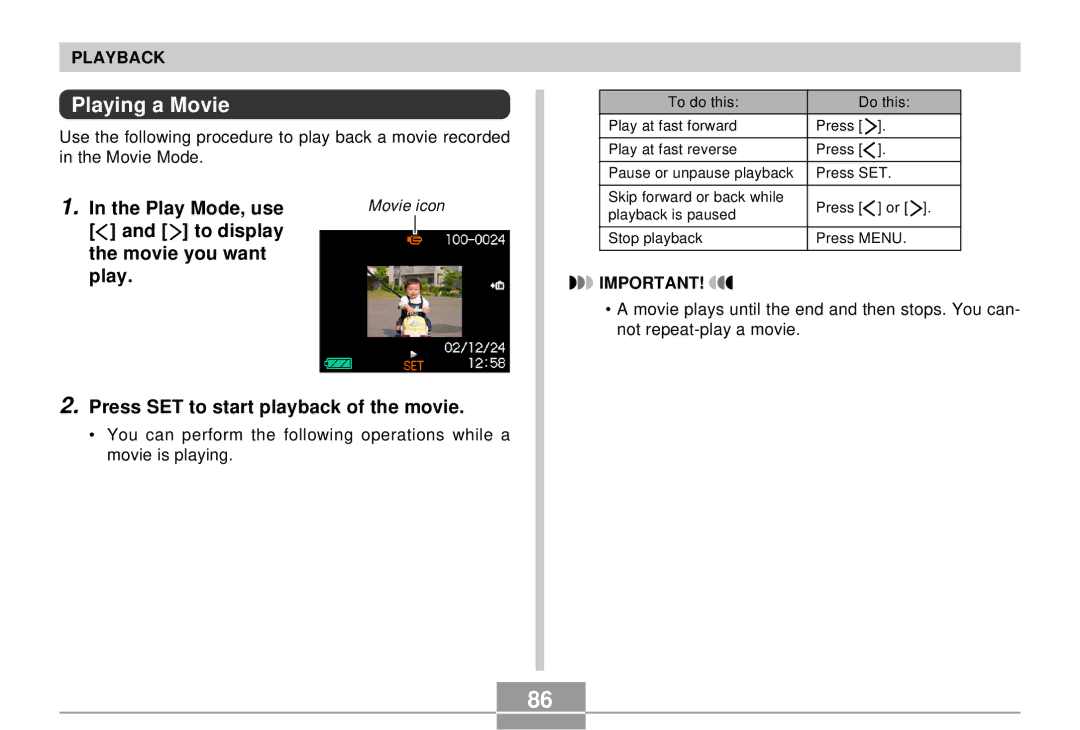 Casio QV-R4 manual Playing a Movie, Play Mode, use 