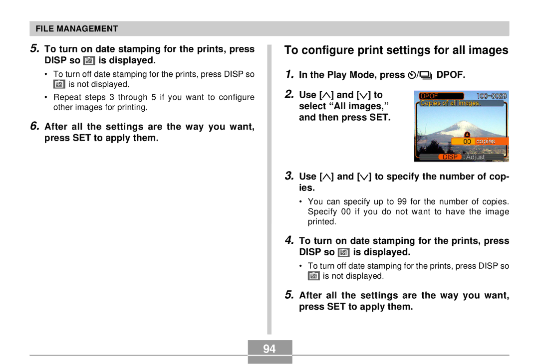 Casio QV-R4 manual To configure print settings for all images 