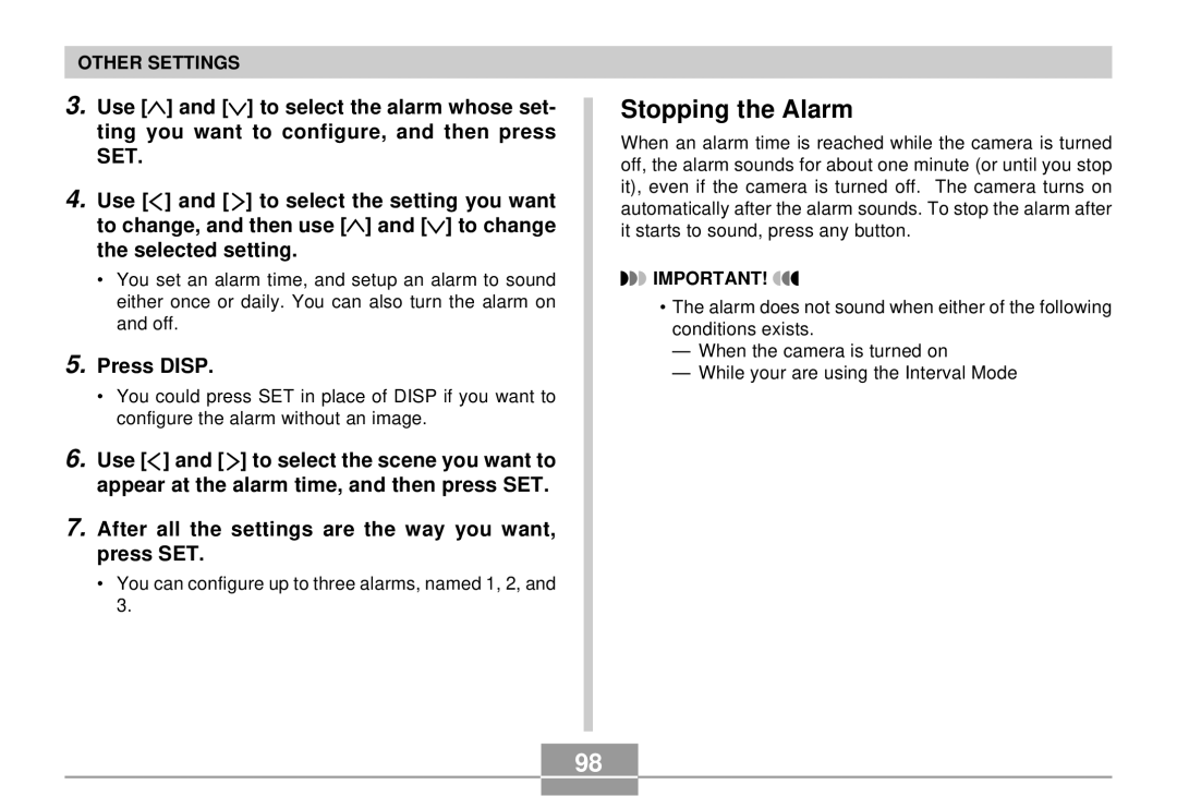 Casio QV-R4 manual Stopping the Alarm, Press Disp 