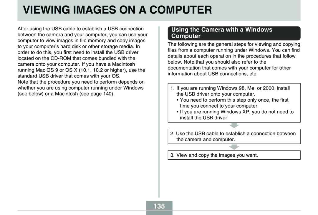 Casio QV-R40 manual Viewing Images on a Computer, 135, Using the Camera with a Windows Computer 