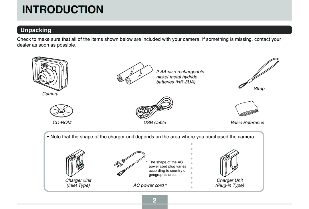 Casio QV-R40 manual Introduction, Unpacking 