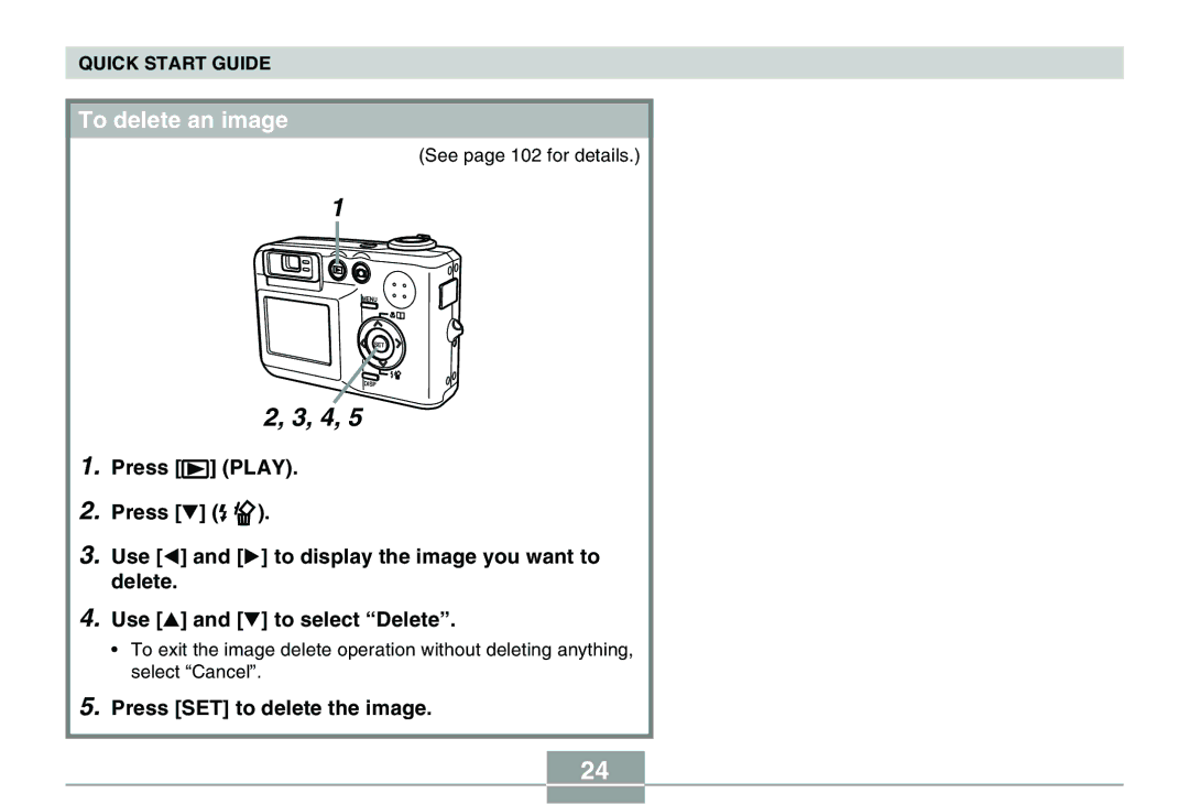 Casio QV-R40 manual To delete an image, Press SET to delete the image 