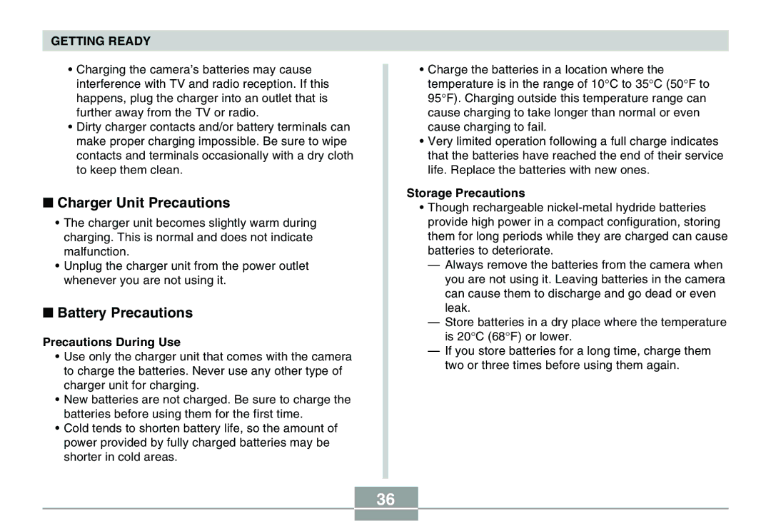 Casio QV-R40 manual Charger Unit Precautions, Battery Precautions, Precautions During Use, Storage Precautions 