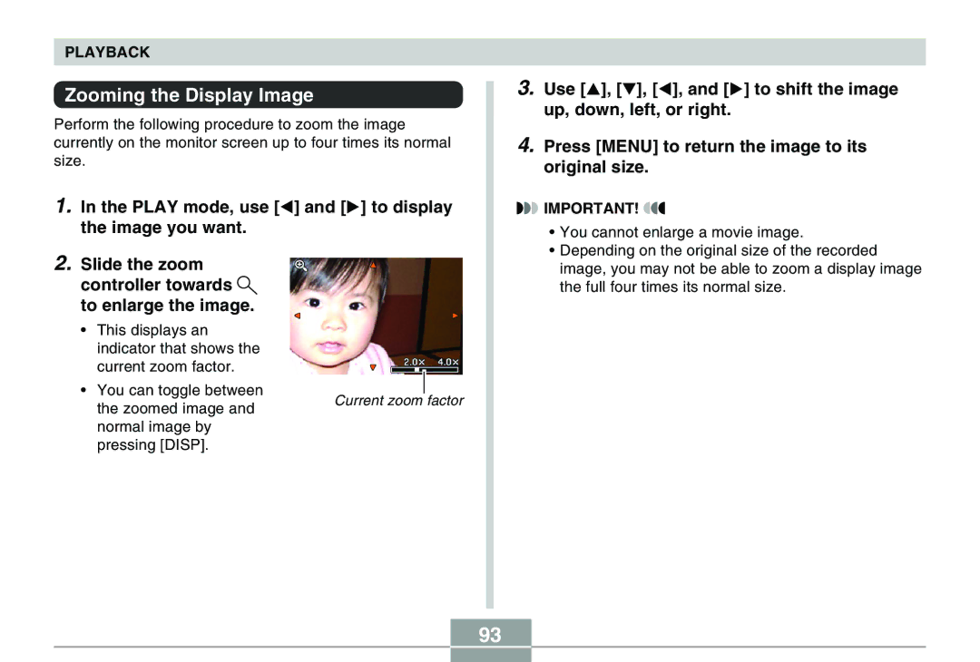 Casio QV-R40 manual Zooming the Display Image 