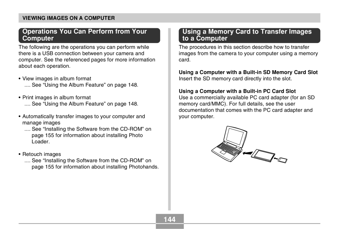 Casio QV-R40 144, Operations You Can Perform from Your Computer, Using a Memory Card to Transfer Images to a Computer 