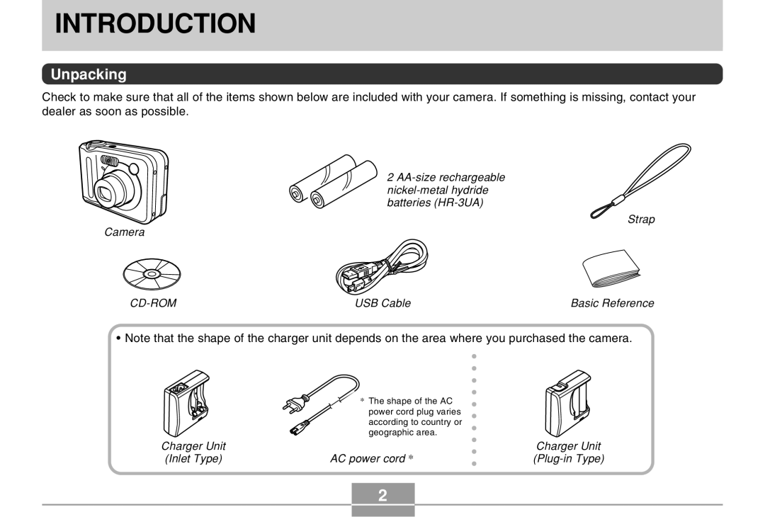 Casio QV-R40 manual Introduction, Unpacking 