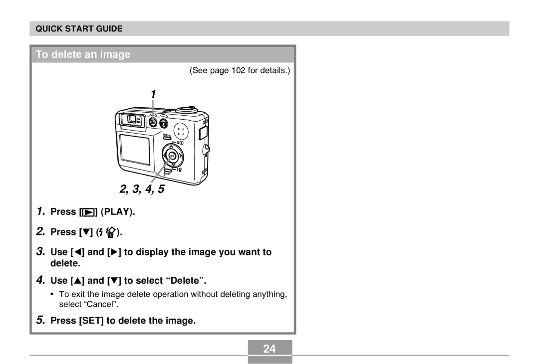 Casio QV-R40 manual To delete an image, Press SET to delete the image 