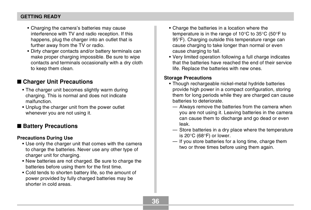 Casio QV-R40 manual Charger Unit Precautions, Battery Precautions, Precautions During Use, Storage Precautions 