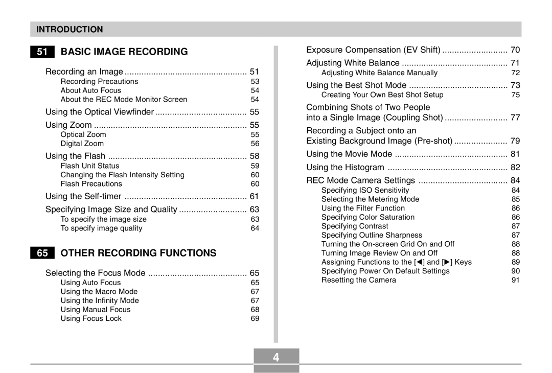 Casio QV-R40 manual Basic Image Recording 