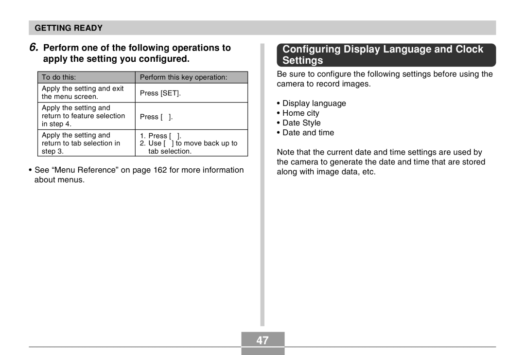 Casio QV-R40 manual Configuring Display Language and Clock Settings 