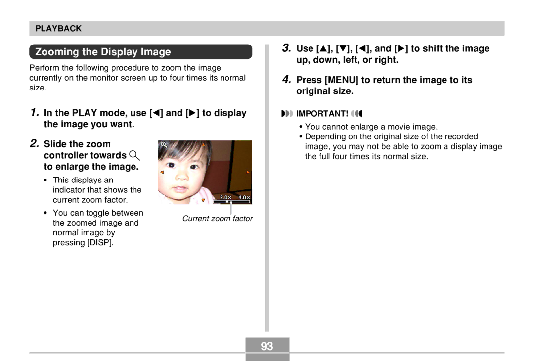 Casio QV-R40 manual Zooming the Display Image, To display 