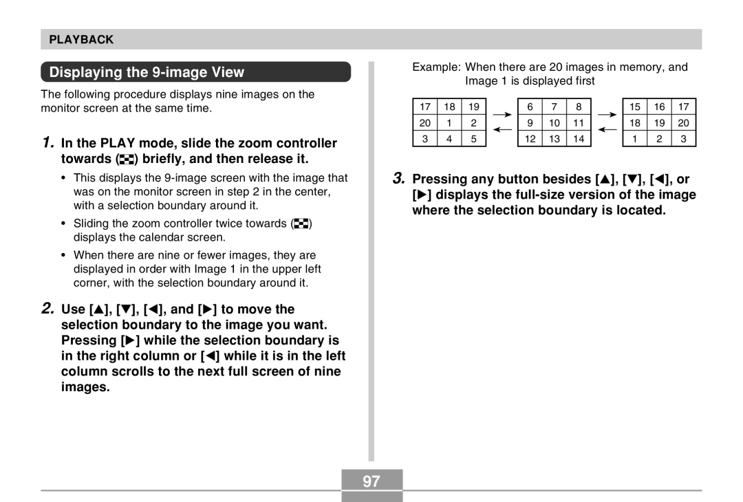 Casio QV-R40 manual Displaying the 9-image View 