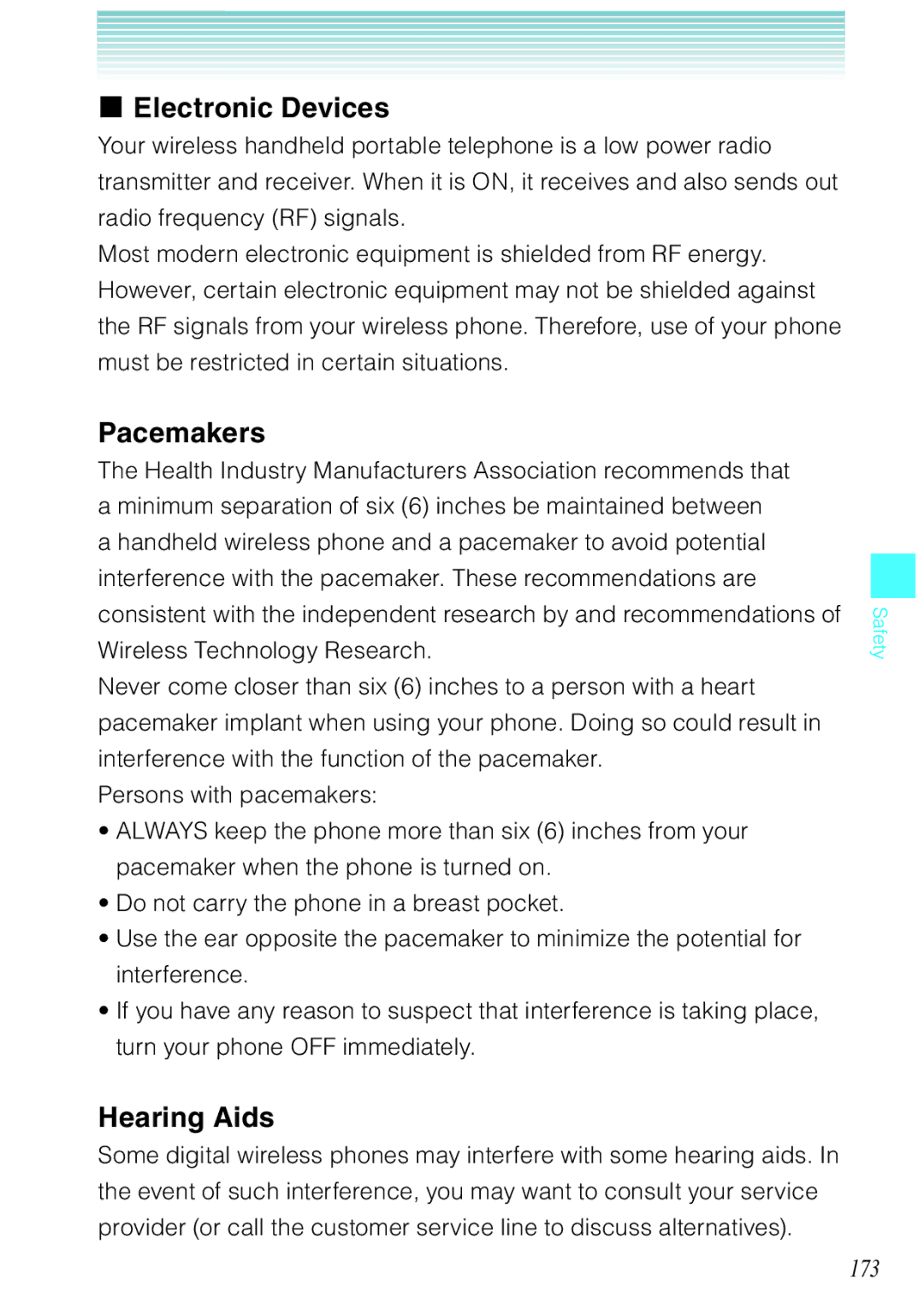 Casio Ravine manual Electronic Devices, Pacemakers, Hearing Aids, 173 
