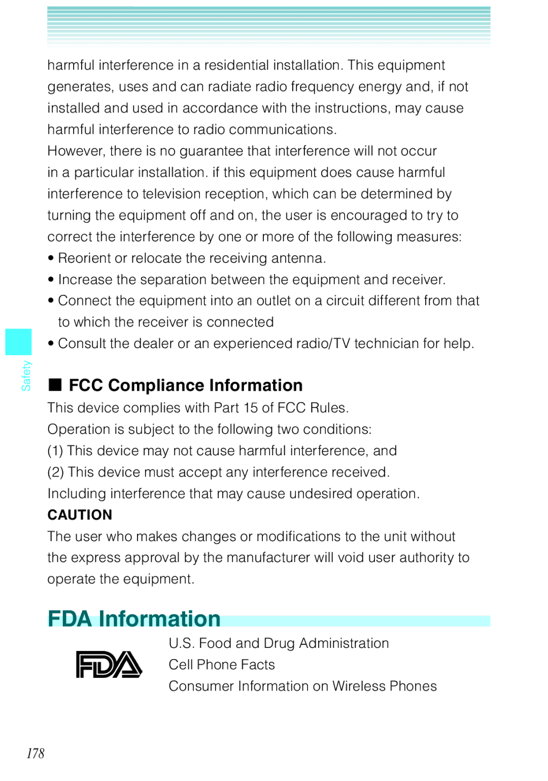 Casio Ravine manual FDA Information, FCC Compliance Information, 178 