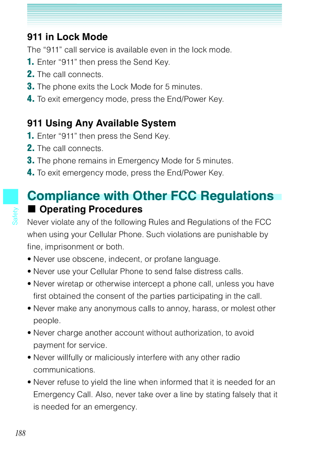 Casio Ravine manual Compliance with Other FCC Regulations, Lock Mode, Using Any Available System, Operating Procedures, 188 