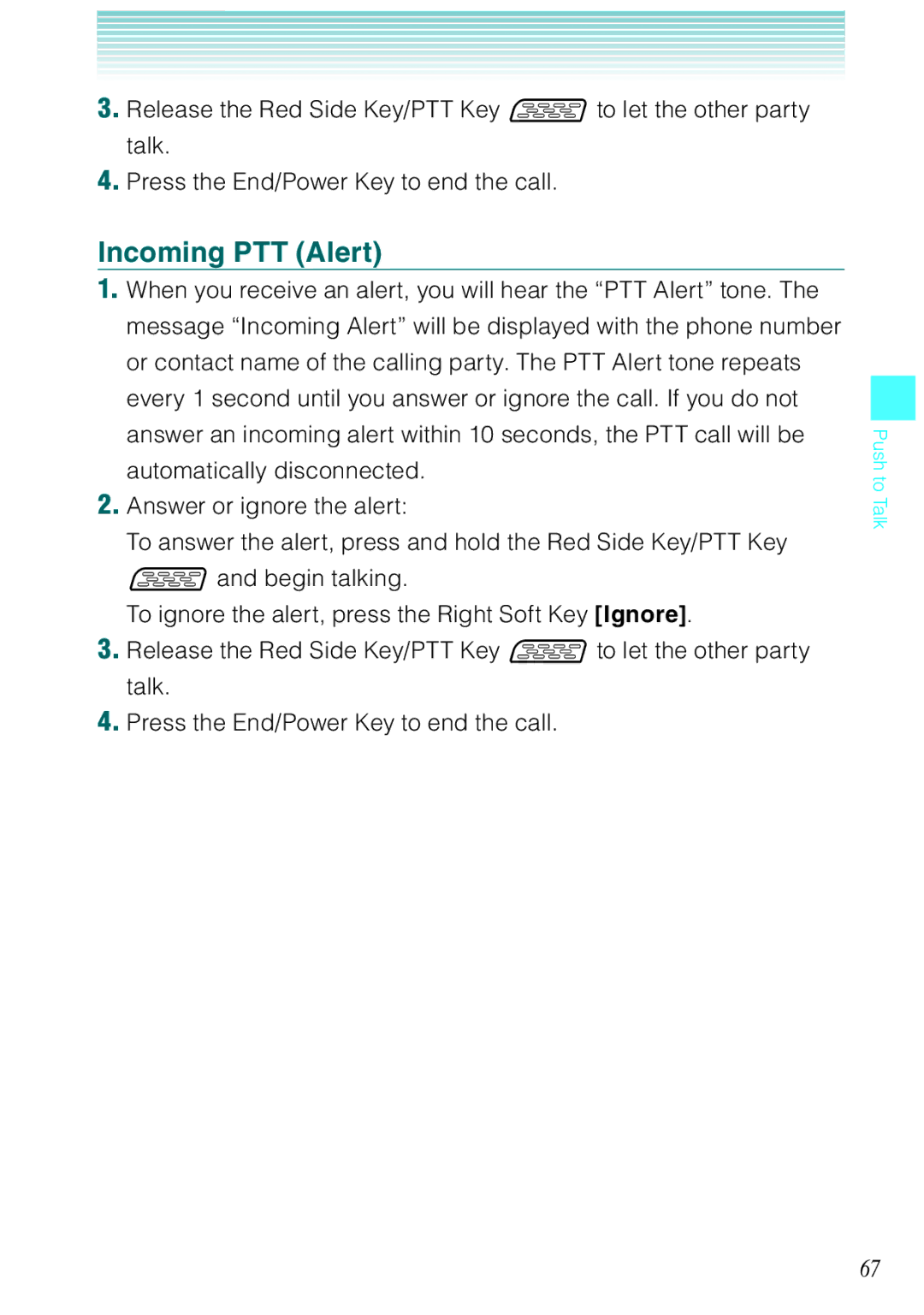 Casio Ravine manual Incoming PTT Alert 