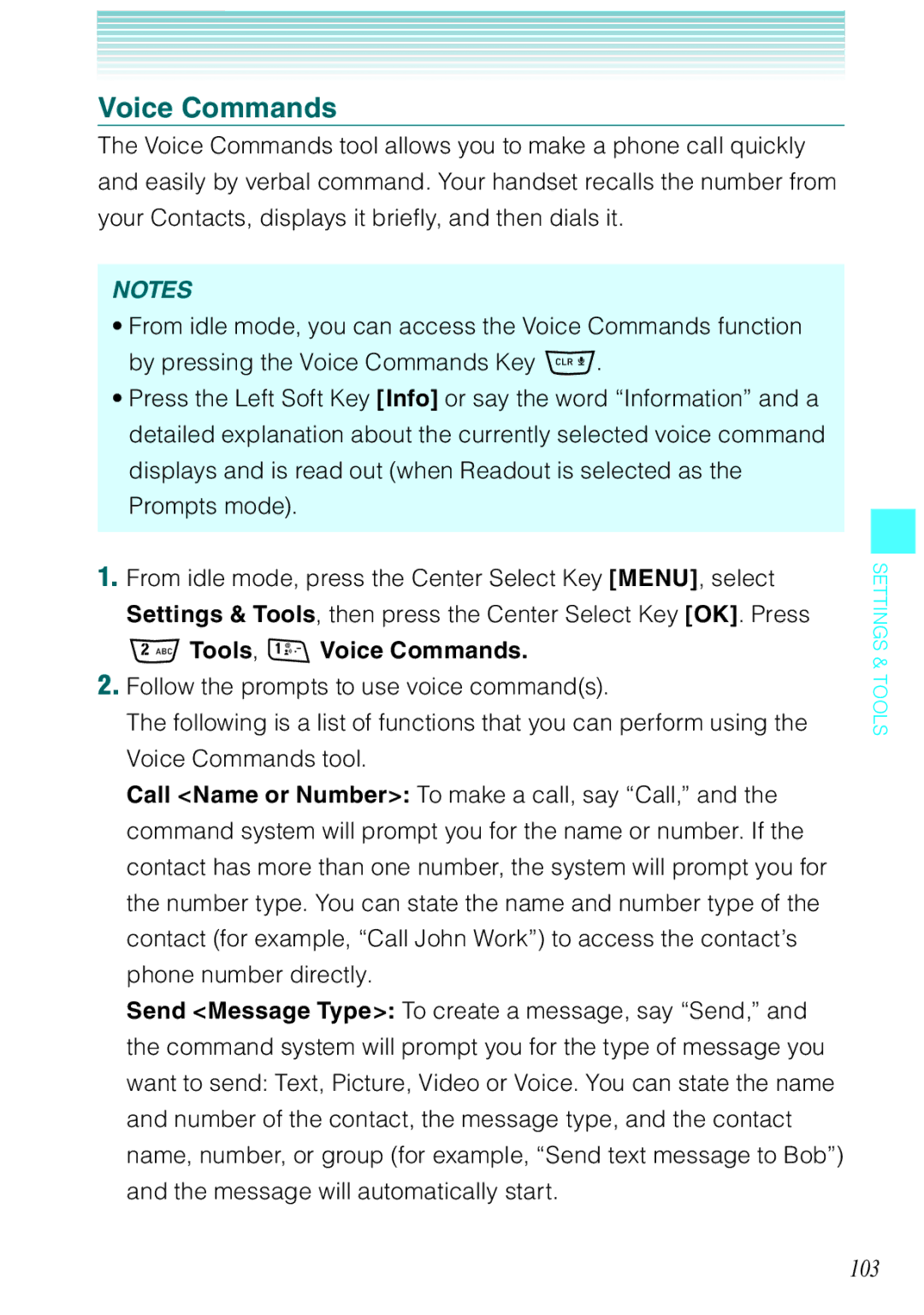 Casio Rock manual 103, Tools, Voice Commands 