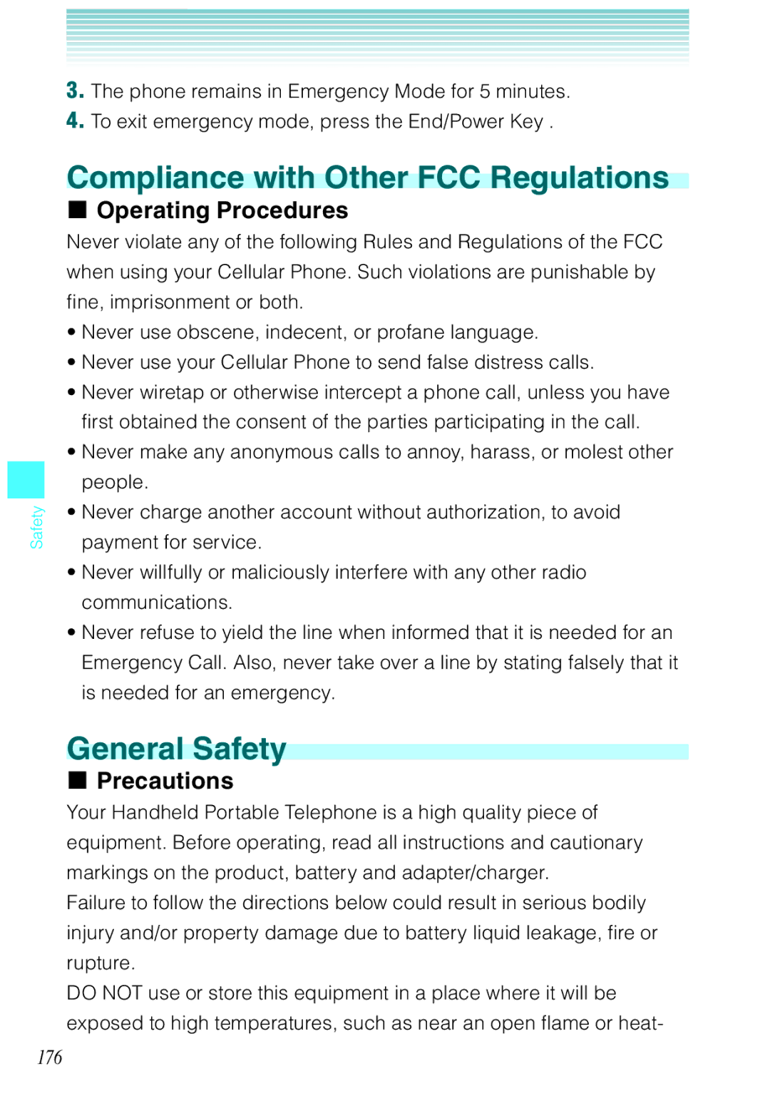 Casio Rock manual Compliance with Other FCC Regulations, General Safety, Operating Procedures, Precautions, 176 