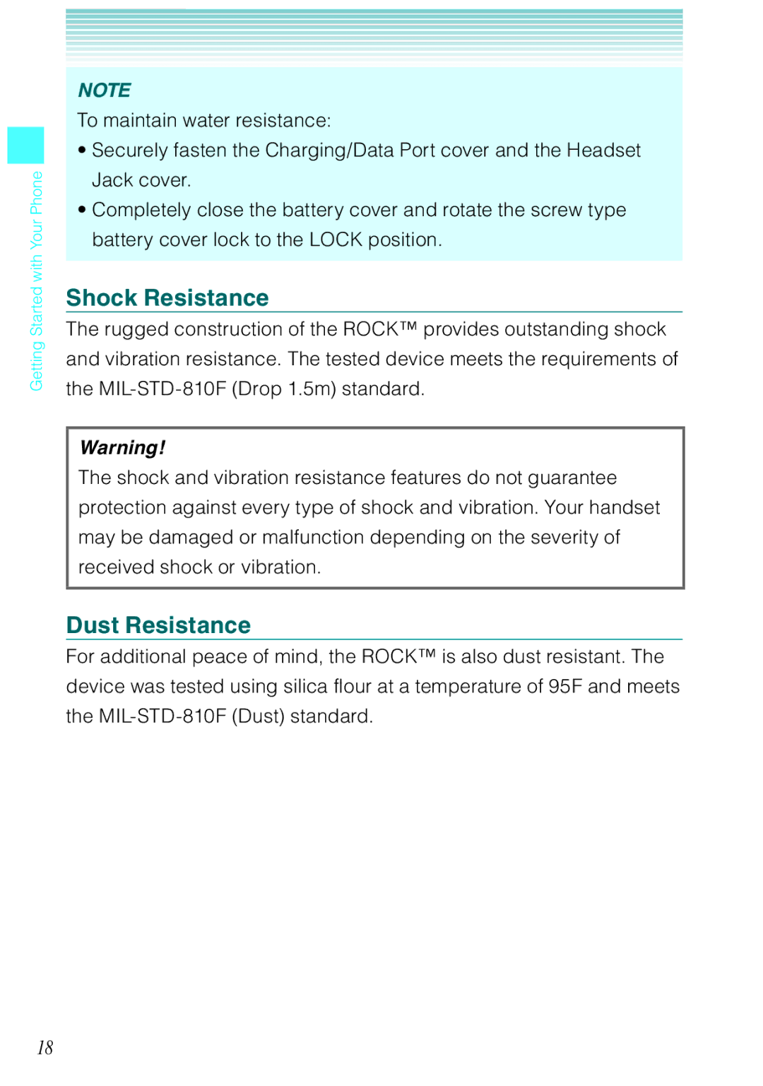 Casio Rock manual Shock Resistance, Dust Resistance 