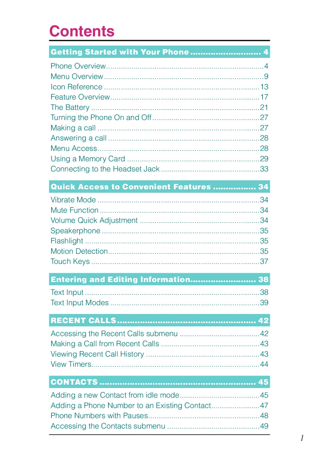 Casio Rock manual Contents 