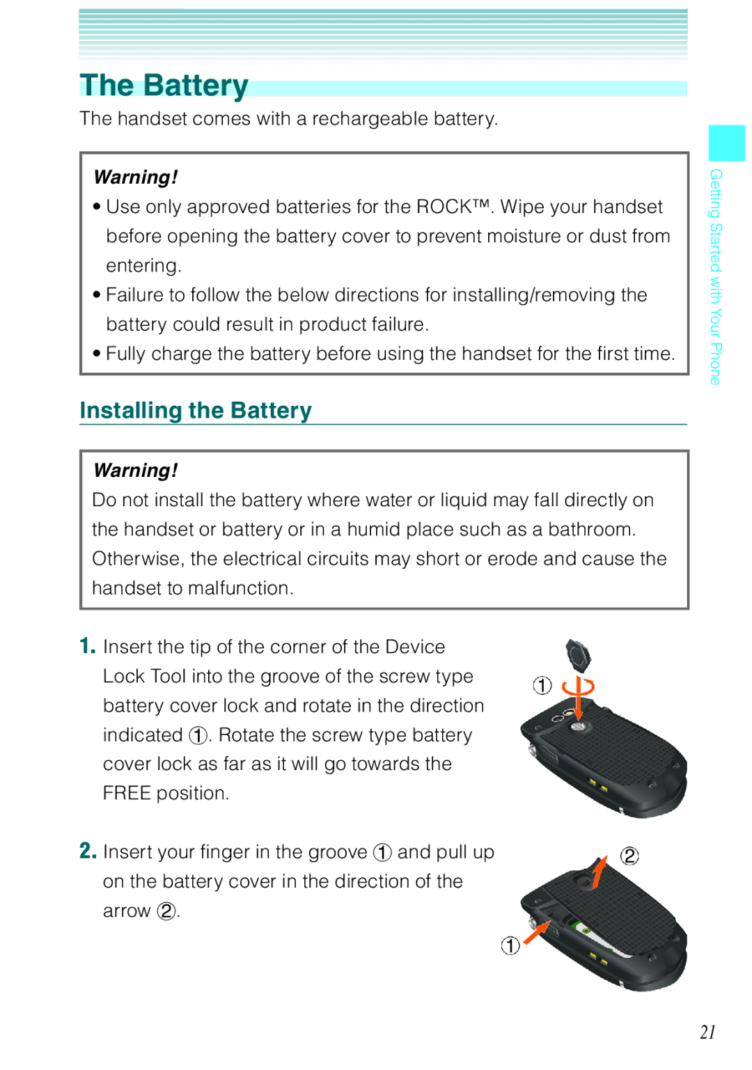 Casio Rock manual Installing the Battery 