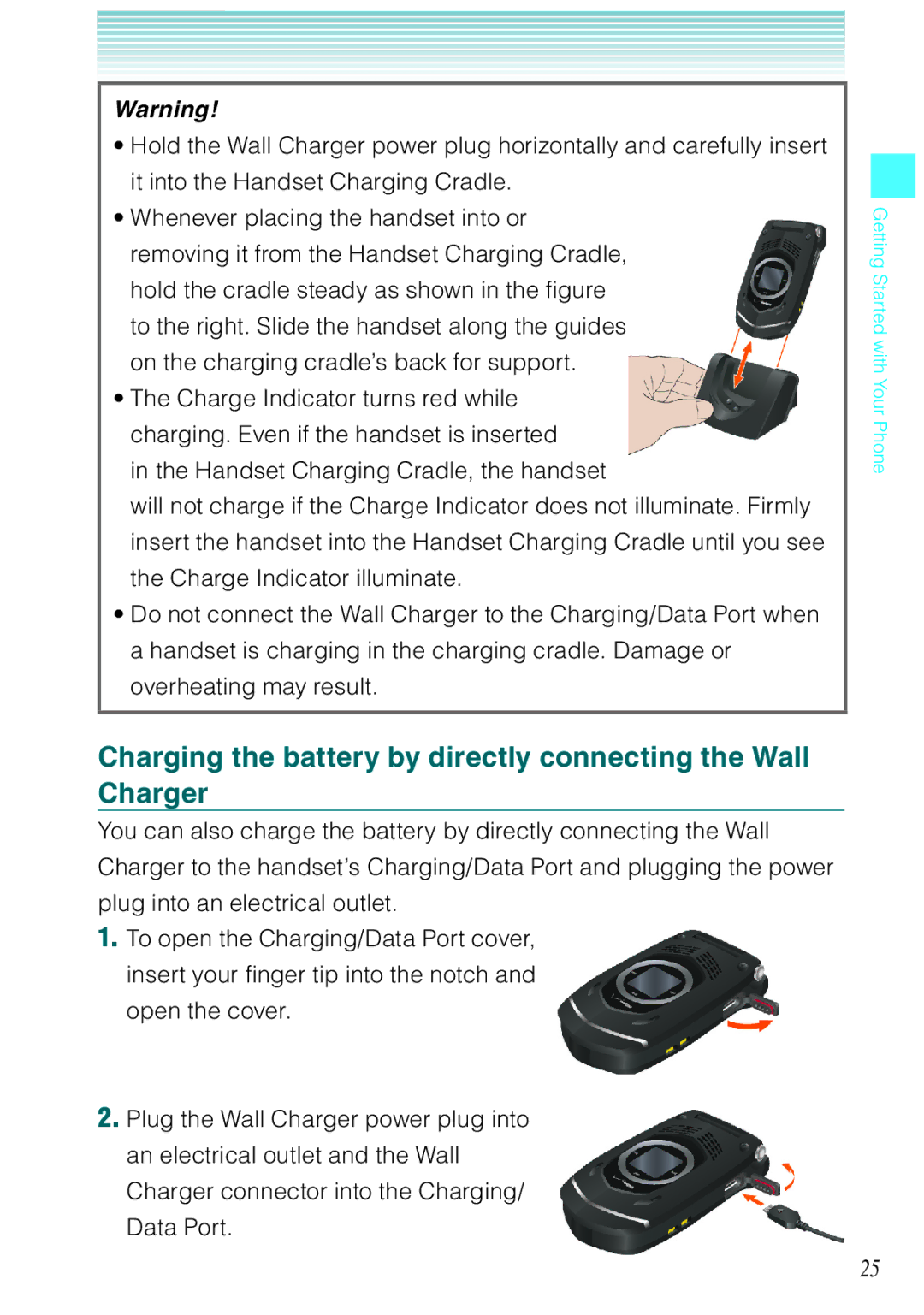 Casio Rock manual Charging the battery by directly connecting the Wall Charger 