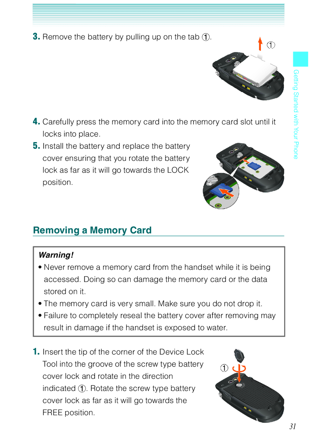 Casio Rock manual Removing a Memory Card 