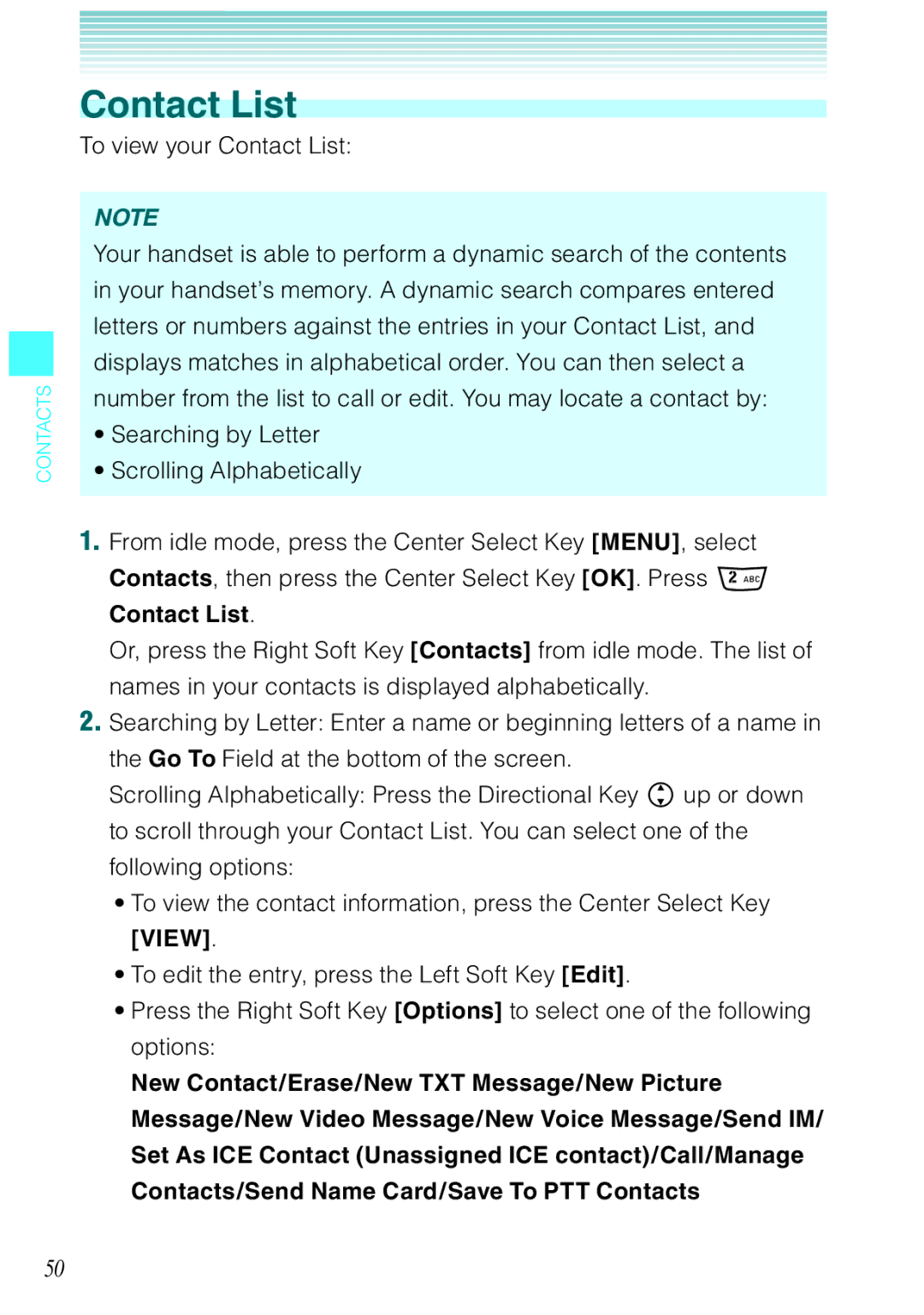 Casio Rock manual To view your Contact List 