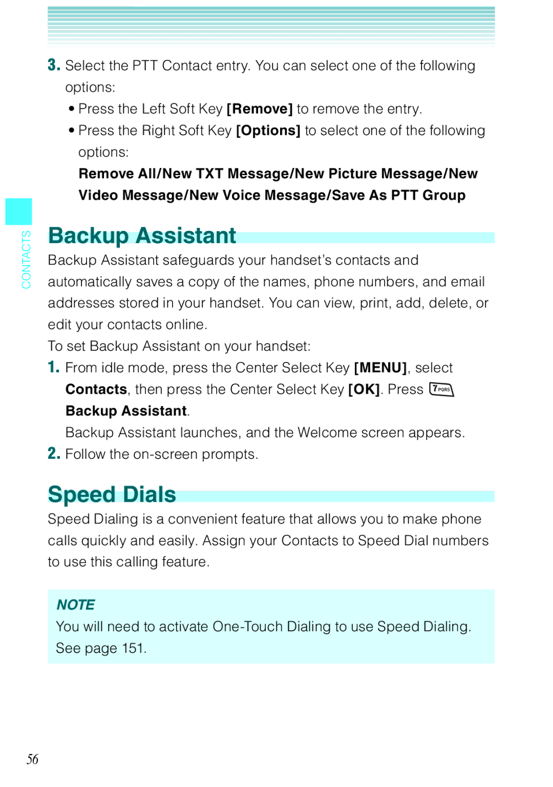 Casio Rock manual Backup Assistant, Speed Dials 