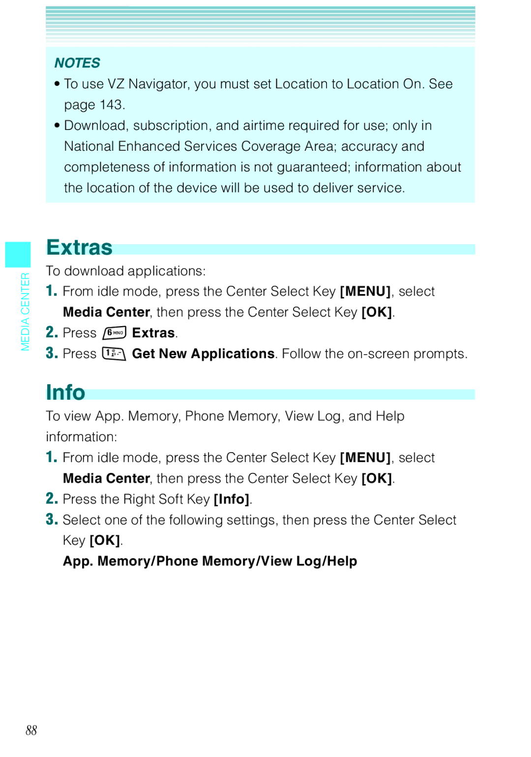 Casio Rock manual Extras, Info, App. Memory/Phone Memory/View Log/Help 