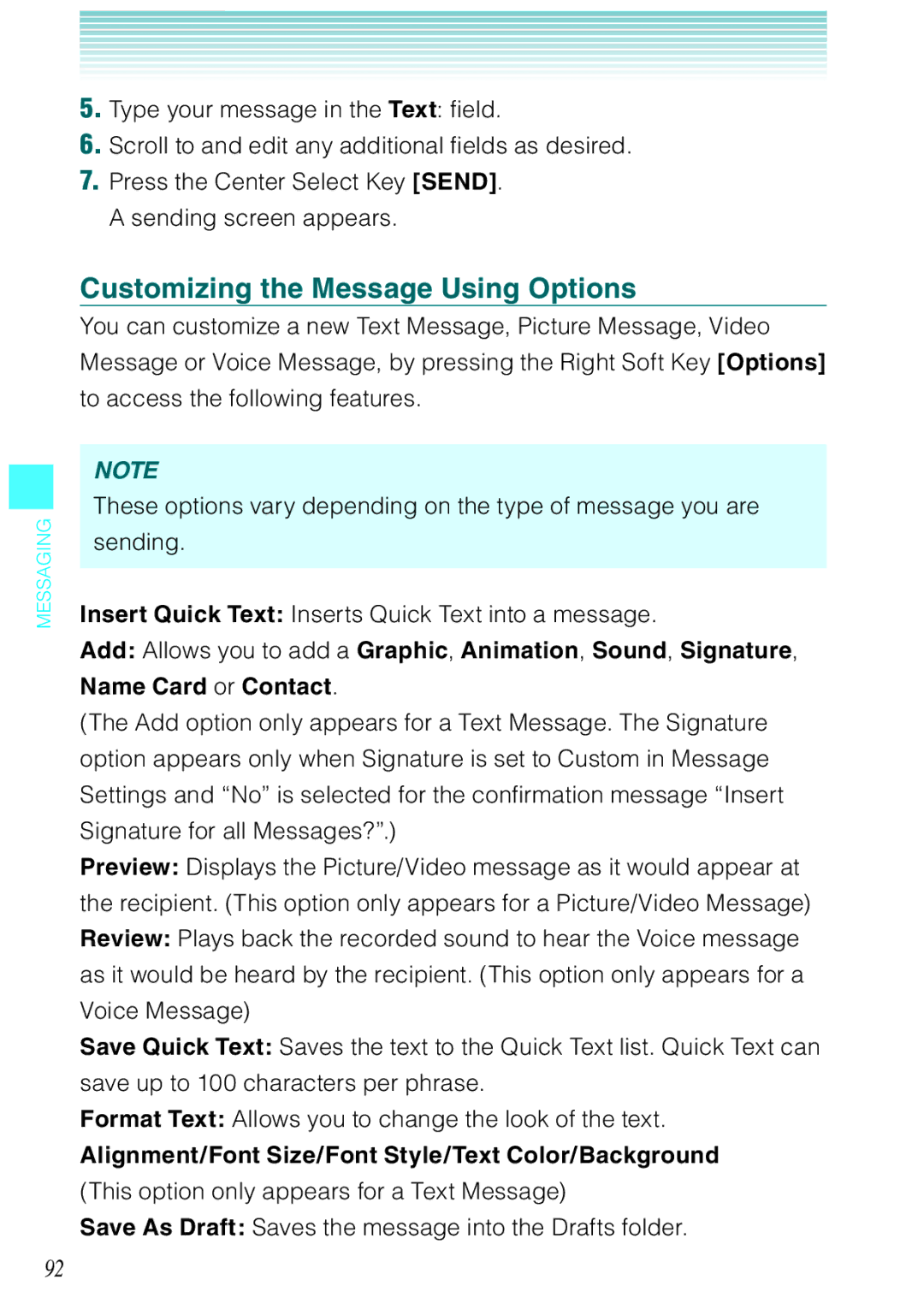 Casio Rock manual Customizing the Message Using Options, Alignment/Font Size/Font Style/Text Color/Background 