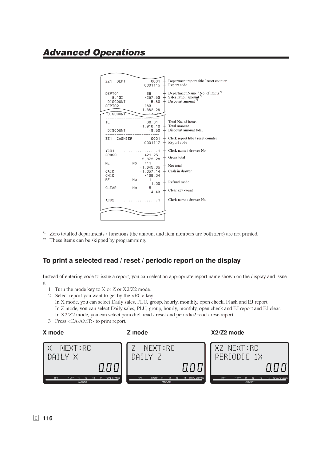 Casio SE-S6000, SE-C6000 user manual ModeZ modeX2/Z2 mode, 116 