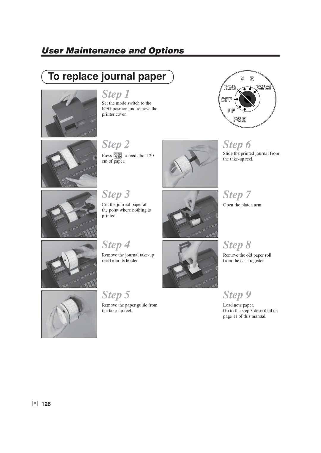 Casio SE-S6000, SE-C6000 user manual To replace journal paper, 126 