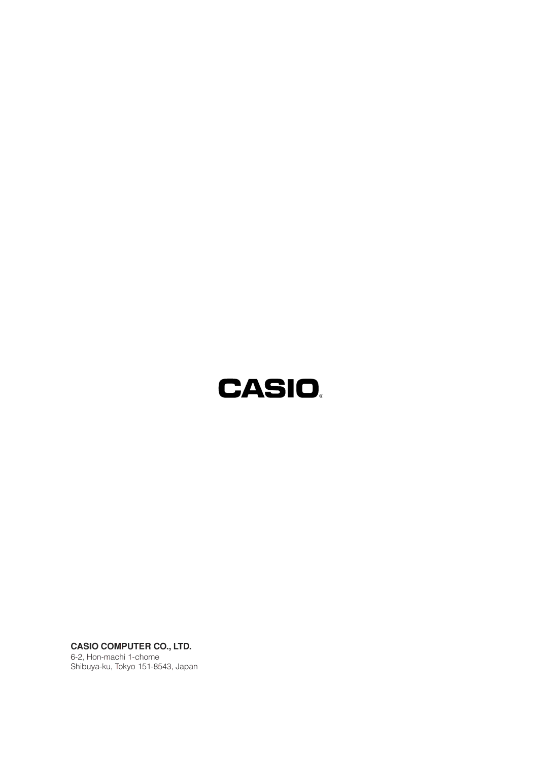 Casio SE-C6000, SE-S6000 user manual Hon-machi 1-chome Shibuya-ku, Tokyo 151-8543, Japan 