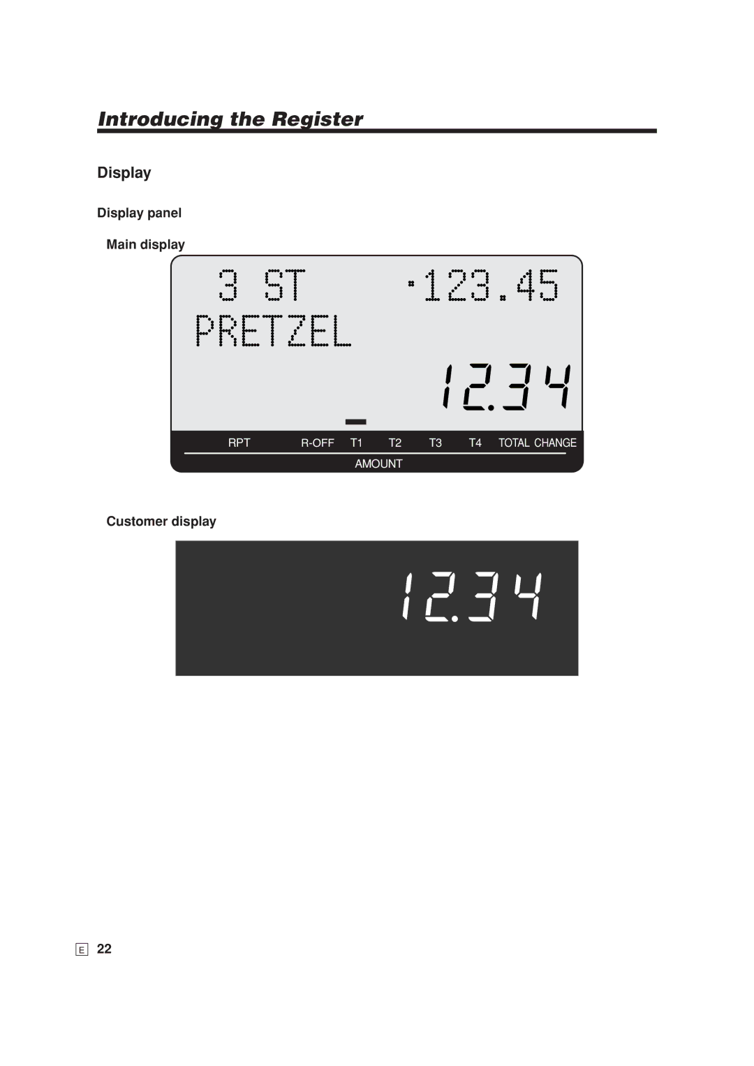 Casio SE-S6000, SE-C6000 user manual Display panel Main display, Customer display 