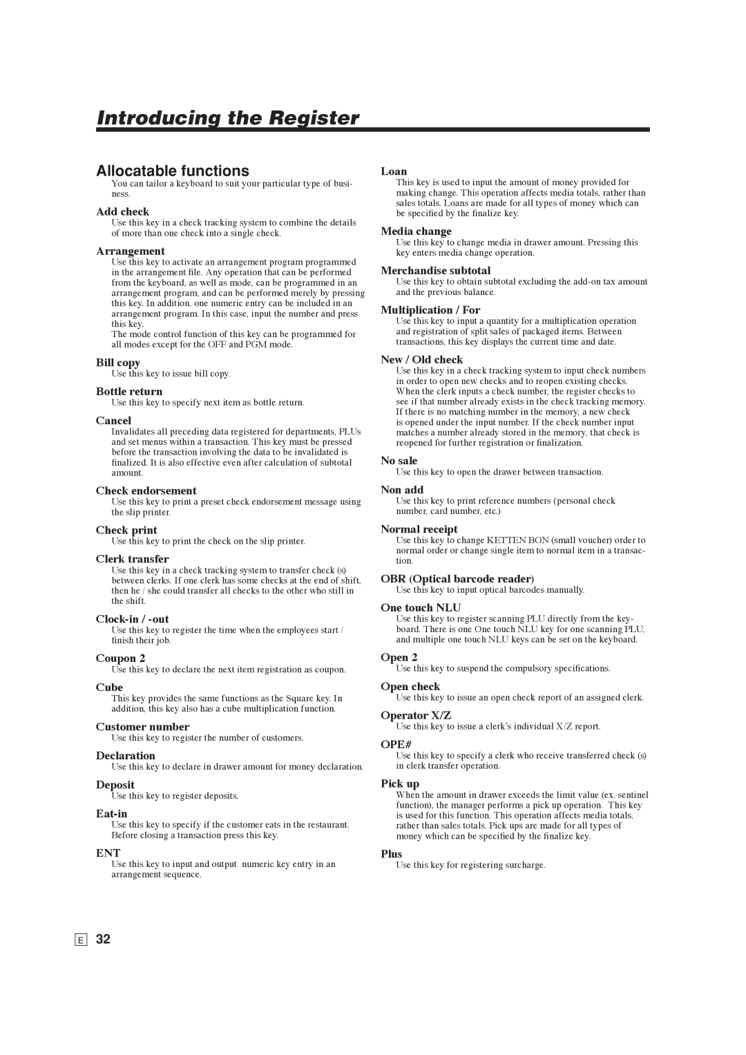 Casio SE-S6000, SE-C6000 user manual Allocatable functions, Add check 