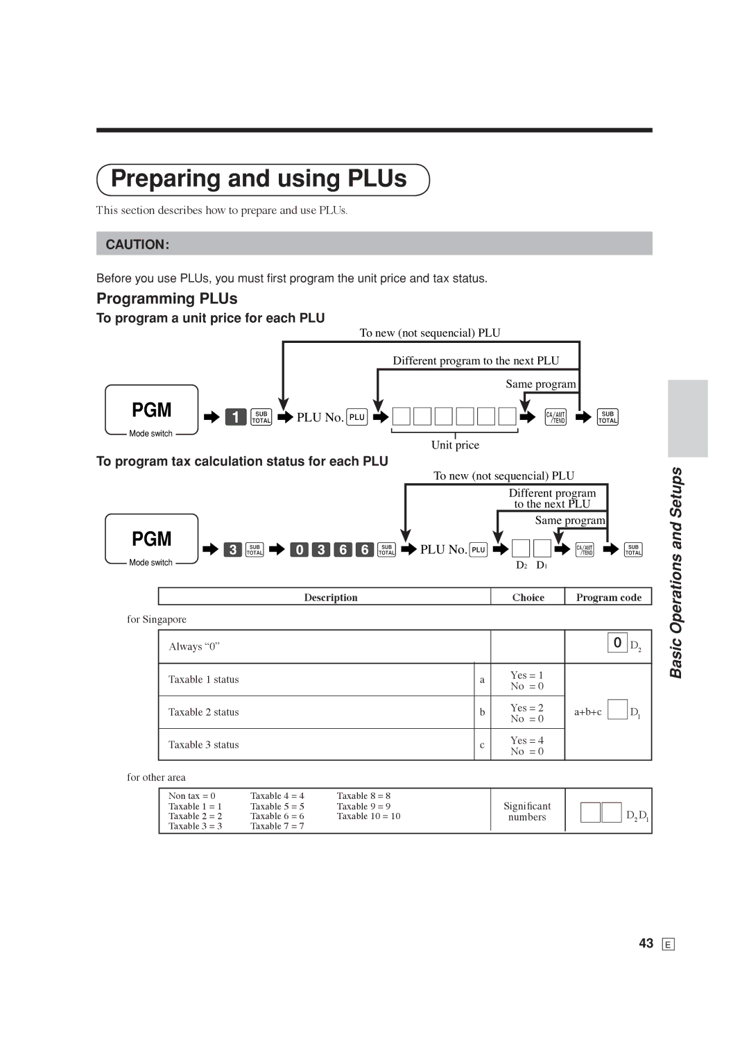 Casio SE-C6000, SE-S6000 user manual Preparing and using PLUs, Programming PLUs, To program a unit price for each PLU 