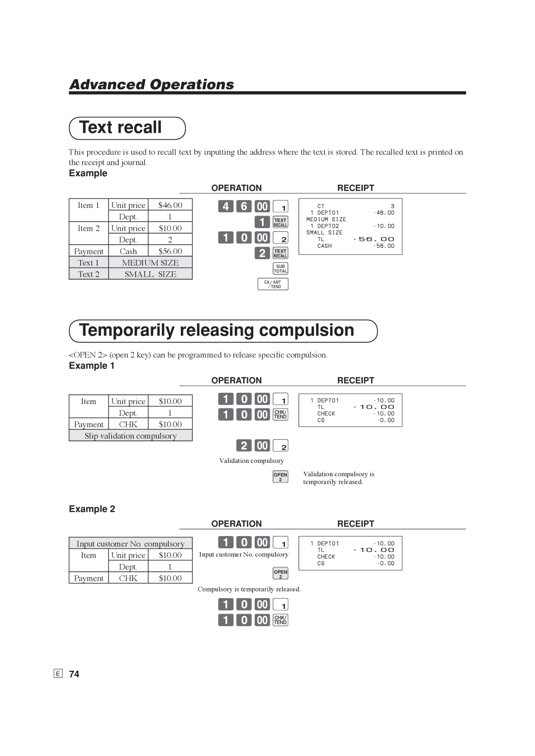 Casio SE-S6000, SE-C6000 user manual Text recall, Temporarily releasing compulsion, 10-k 