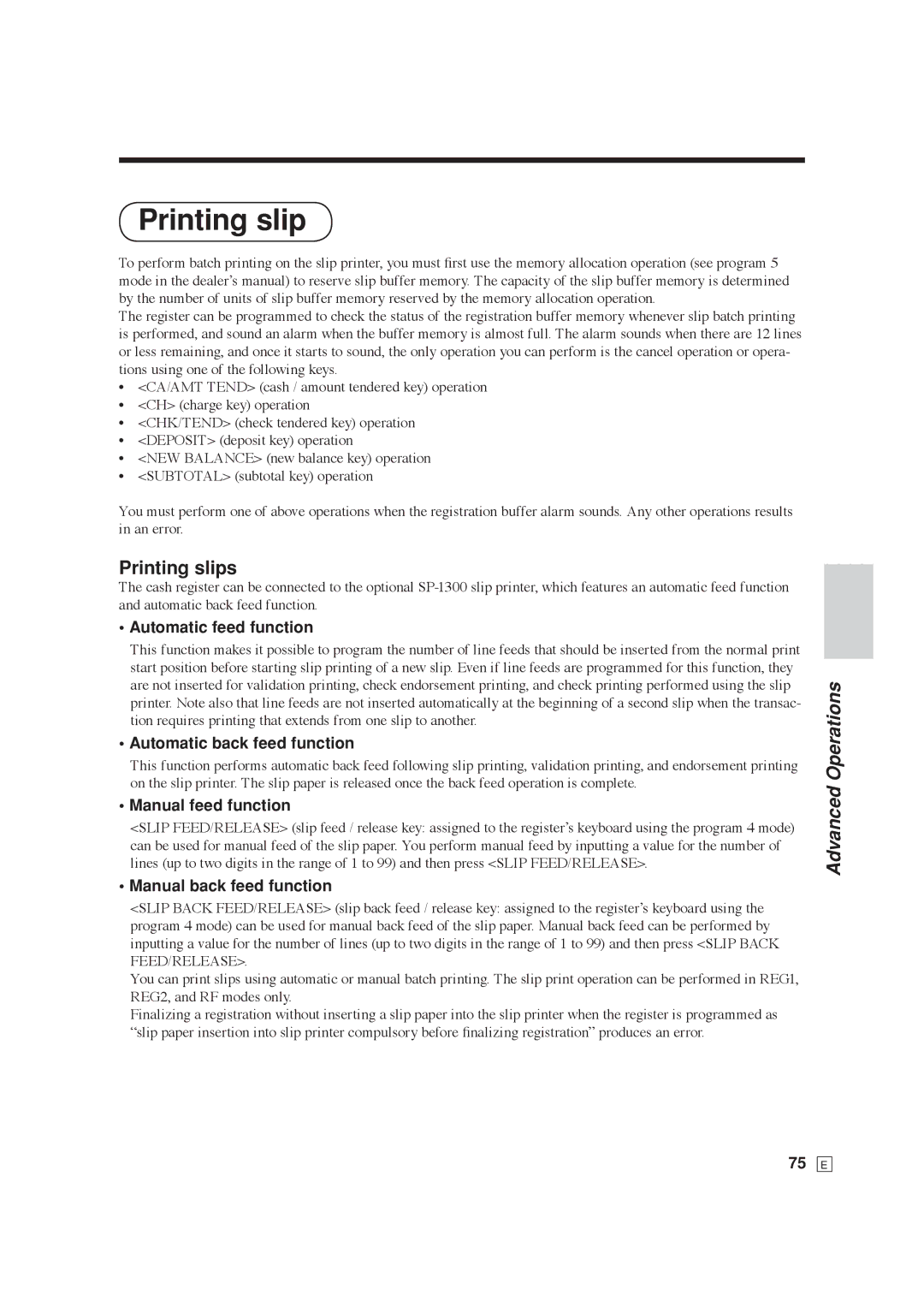 Casio SE-C6000, SE-S6000 user manual Printing slips 