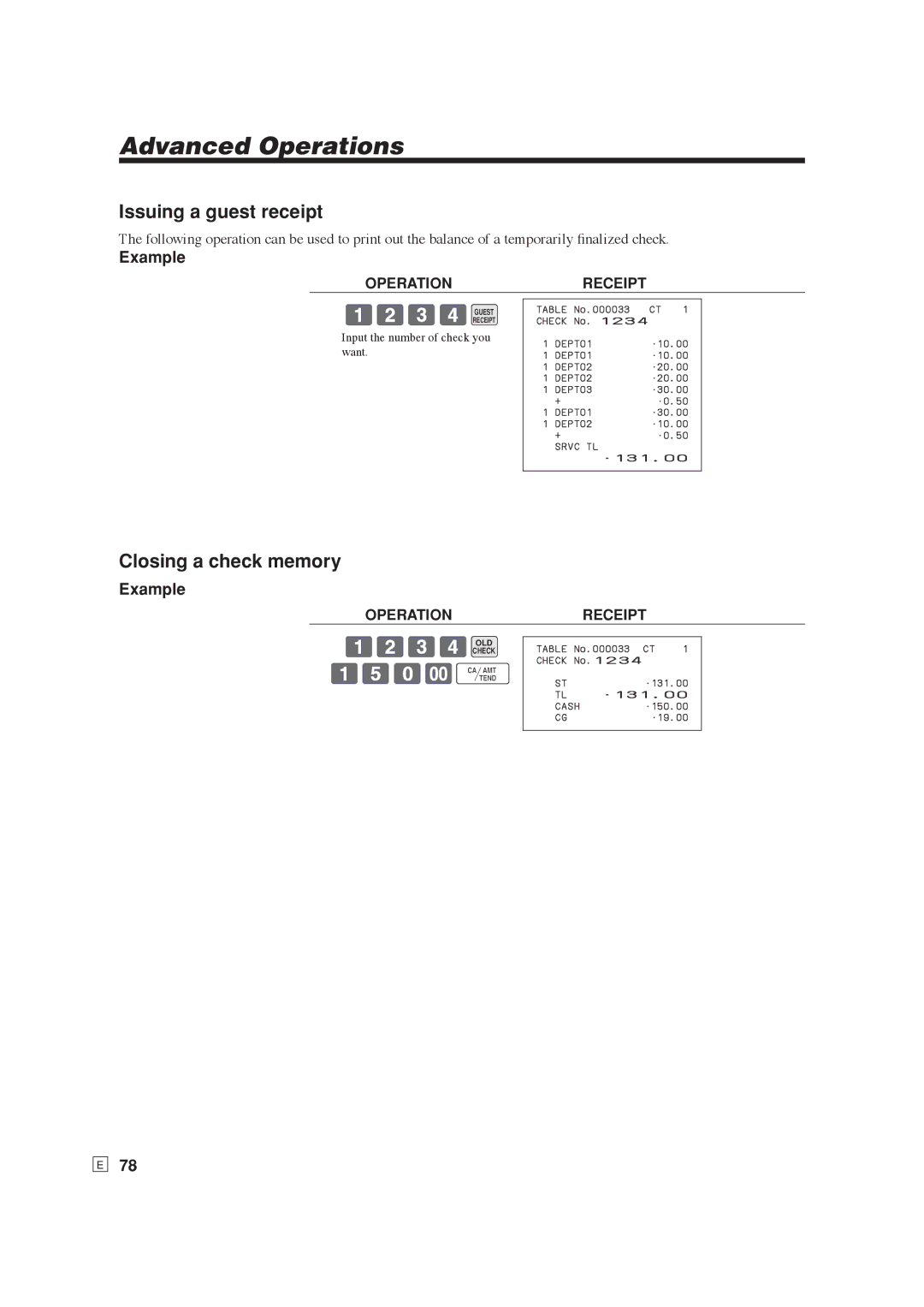 Casio SE-S6000, SE-C6000 user manual Issuing a guest receipt, Closing a check memory, 150- F 