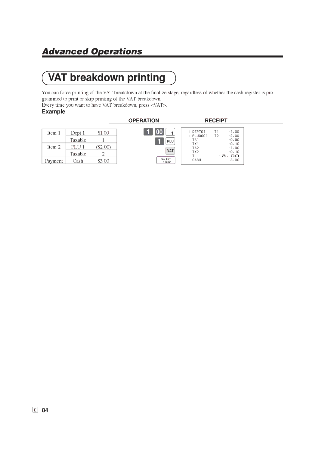 Casio SE-S6000, SE-C6000 user manual VAT breakdown printing 