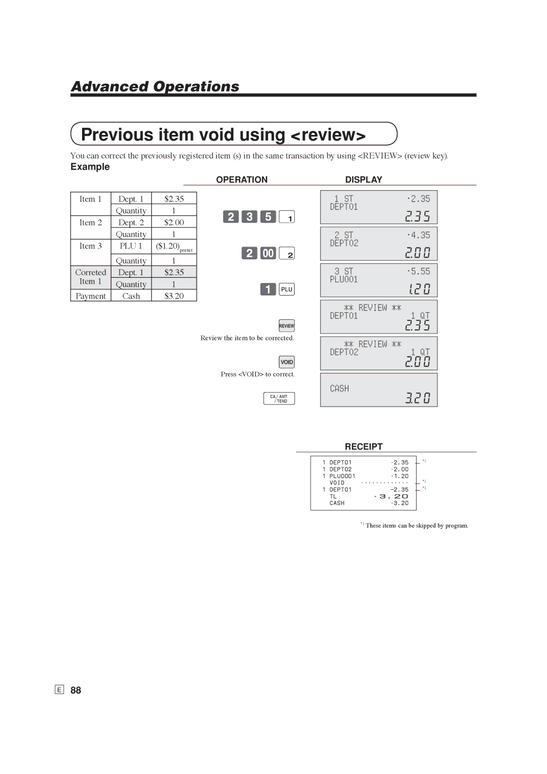 Casio SE-S6000, SE-C6000 user manual Previous item void using review, 235 