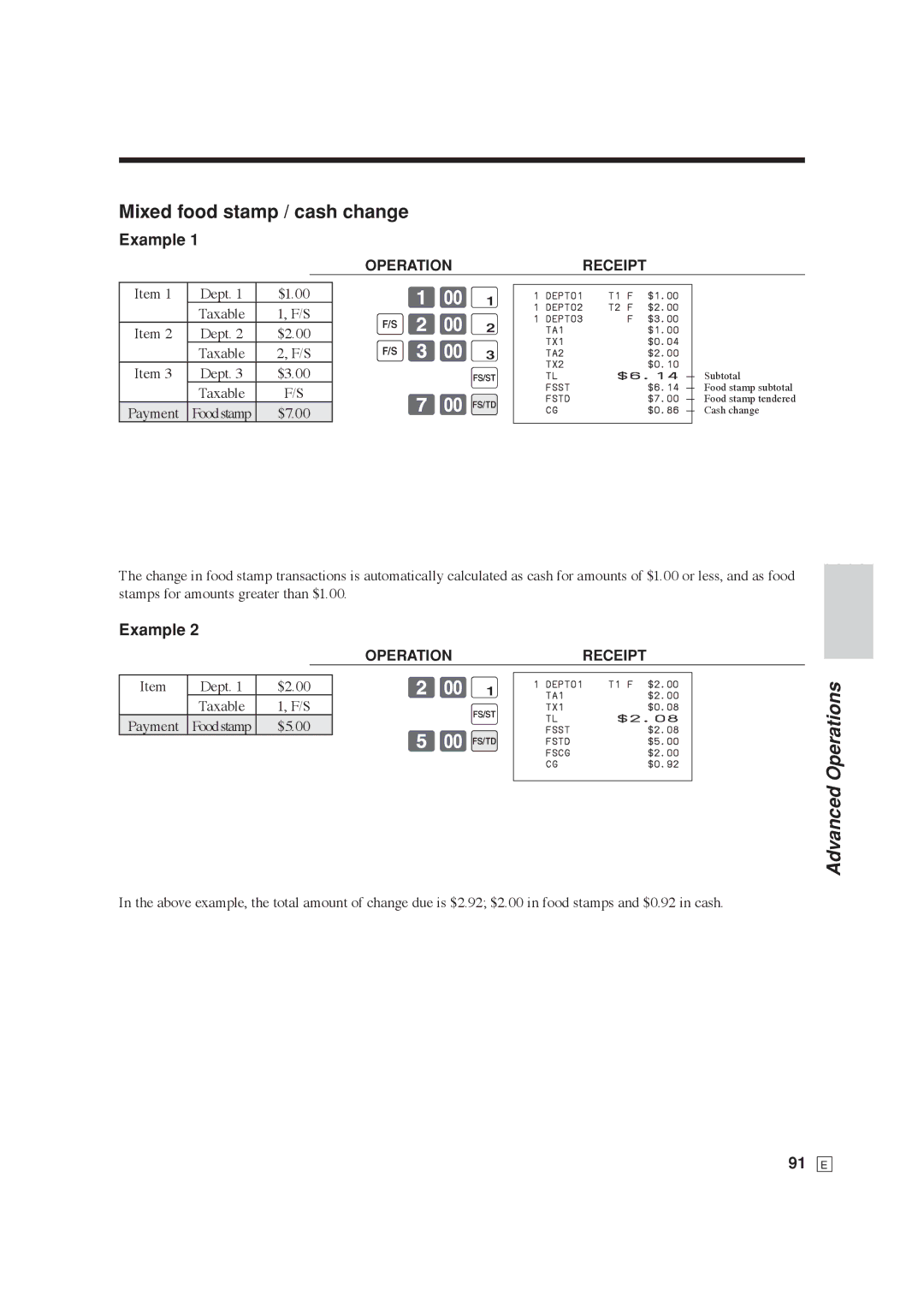 Casio SE-C6000, SE-S6000 user manual Mixed food stamp / cash change, K2- K3-# 